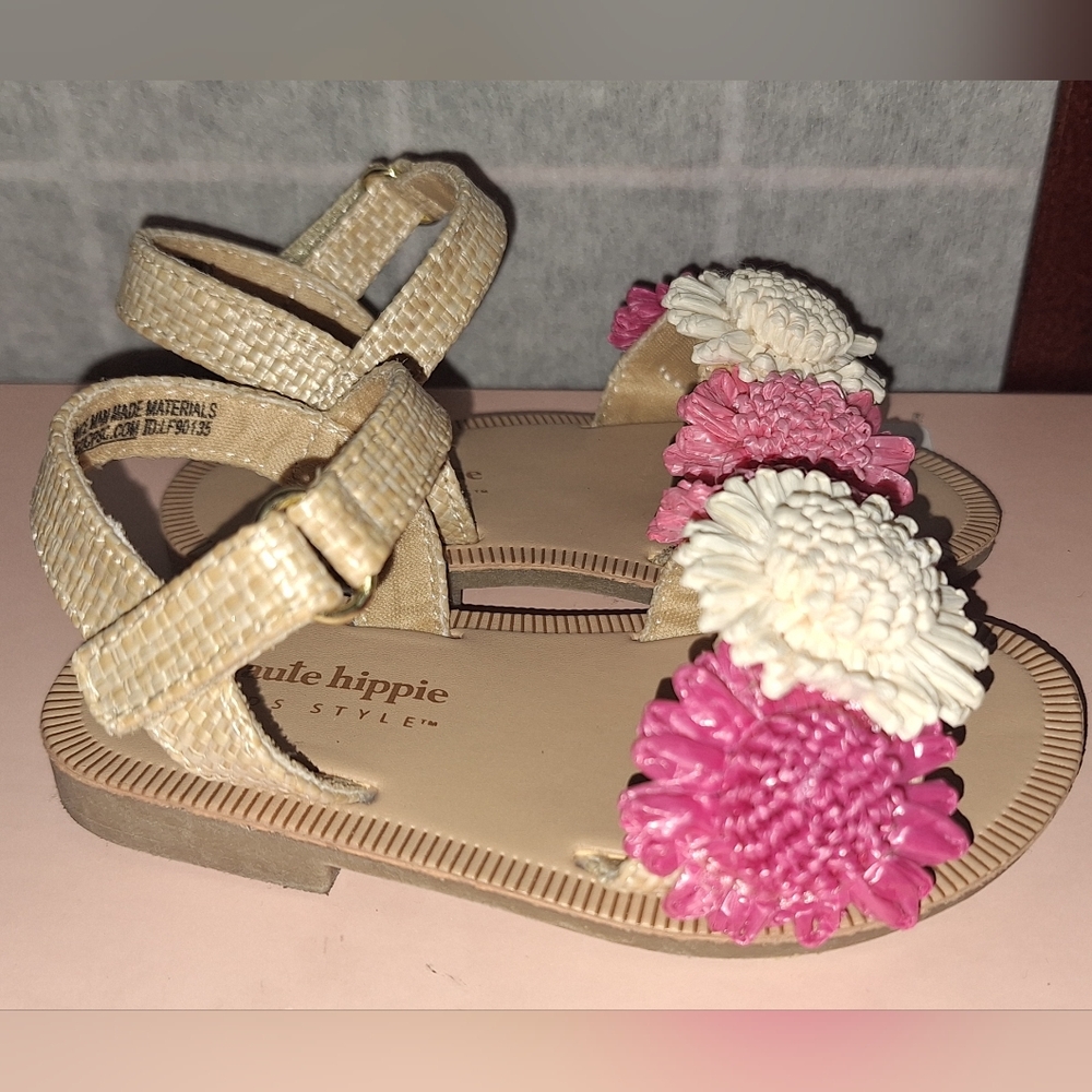 Haute Hippie | Floral Embellished Ankle Strap Sandal - Infant Girl Size 5